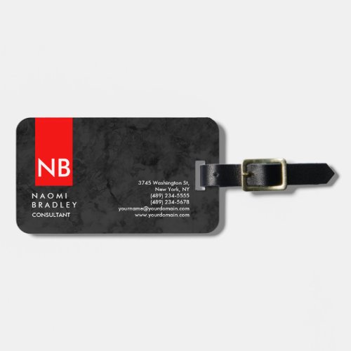 Monogram Red Gray Pattern Modern Consultant Luggage Tag