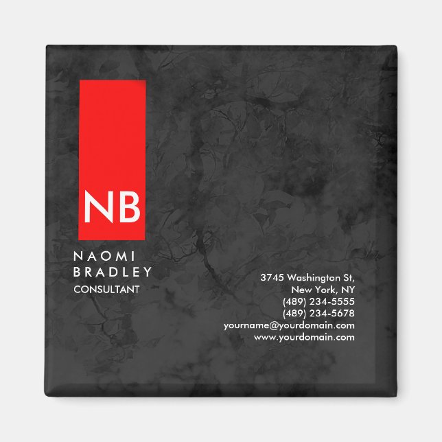 Monogram Red Gray Pattern Modern Consultant Magnet (Front)