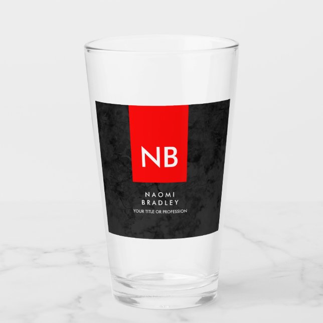 Monogram Red Gray Pattern Modern Glass (Front)