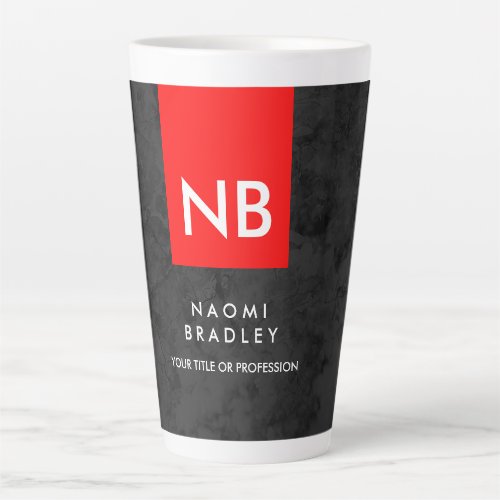 Monogram Red Gray Pattern Modern Latte Mug