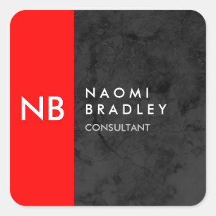 Monogram Red Gray Pattern Modern Square Sticker