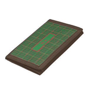 Monogram Red Green Plaid Men's Tri-fold Wallet