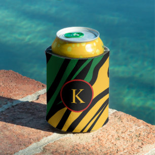 Monogram Red Green Yellow Black History Month Can Cooler