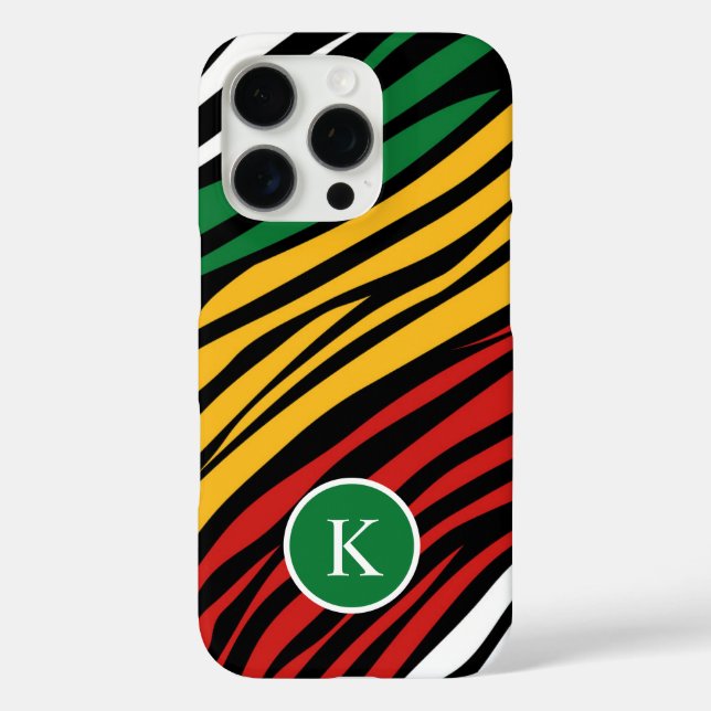 Monogram Red Green Yellow Black History Month Case-Mate iPhone Case (Back)