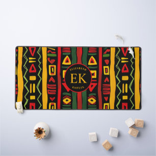 Monogram Red Green Yellow Black History Month Desk Mat