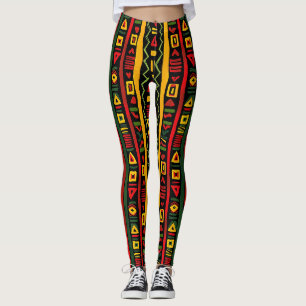 Monogram Red Green Yellow Black History Month Leggings
