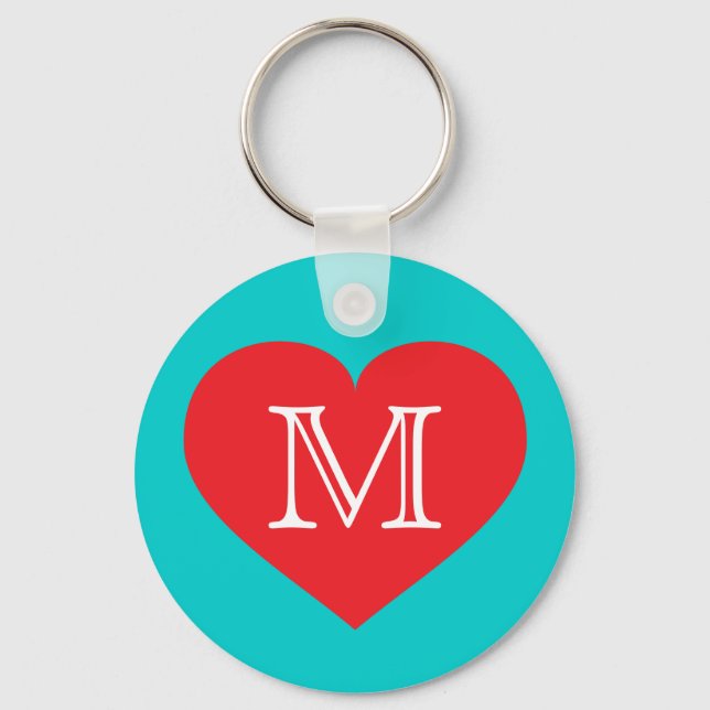 Monogram Red Heart Keychain (Front)
