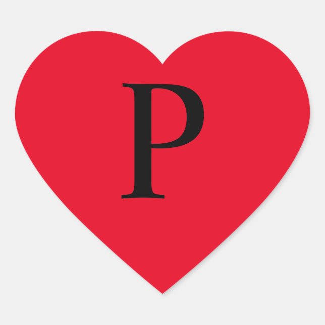 Monogram Red Heart Sticker (Front)