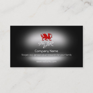 Monogram, Red Heraldic Dragon, metallic-effect Business Card