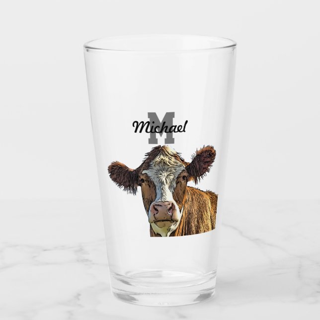 Monogram Red Holstein Cow Dairy Farm Livestock  Glass (Front)