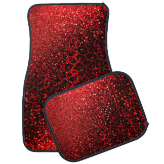 Monogram Red Leopard & Glitter  Car Floor Mat