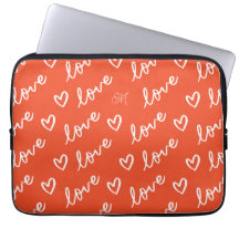 Monogram Red Love Hearts Pattern
