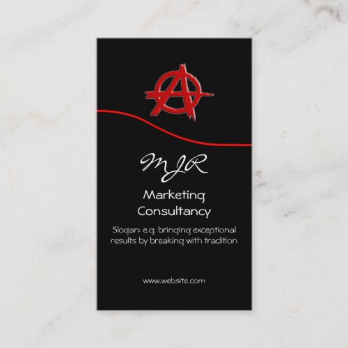Monogram Red Marketing Anarchy Sign red swoosh Business Card
