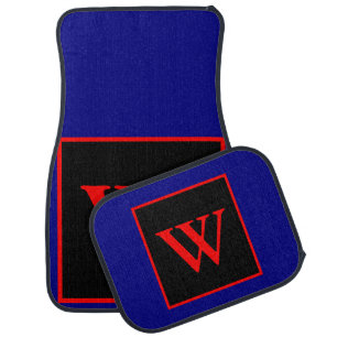 Monogram Red Navy Blue Black Car Floor Mat