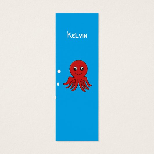 Monogram red octupus in water bookmark (Front)