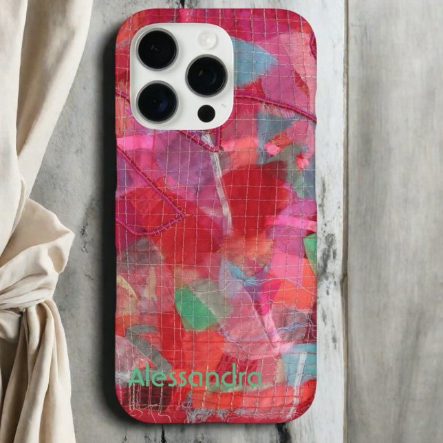 Monogram red pink green blue abstract patern. Case-Mate iPhone case (Creator Uploaded)