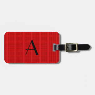 Monogram red plaid luggage tag
