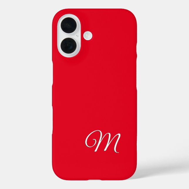 Monogram Red Plain Elegant Minimalist Calligraphy Case-Mate iPhone Case (Back)