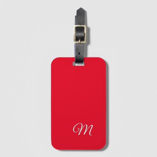 Monogram Red Plain Elegant Minimalist Calligraphy Luggage Tag