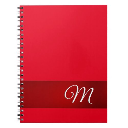 Monogram Red Plain Elegant Minimalist Calligraphy Notebook