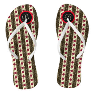 Monogram Red Rose Flip Flops