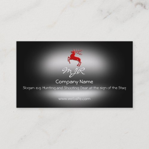 Monogram Red Rutting Stag metallic_effect Business Card
