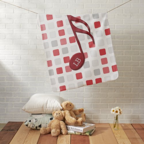 Monogram Red Semi Quaver Red Gray Mosaic Stroller Blanket