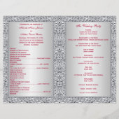 Monogram Red, Silver Foil-LOOK Wedding Program (Back)