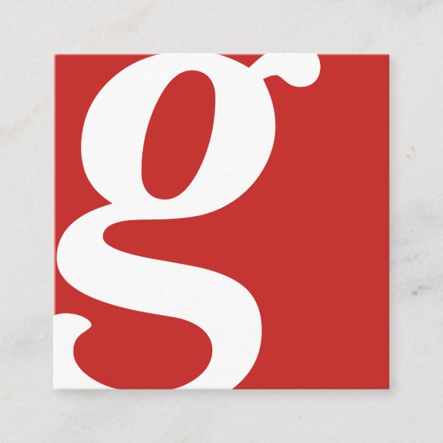 monogram red square business card (Front)