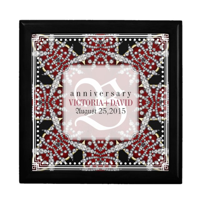 Monogram Red Star Diamonds Wedding Anniversary Box (Front)