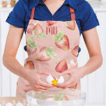 Monogram Red Strawberry Summer Fun Modern Girly Apron<br><div class="desc">This modern design features beautiful red strawberries on a pink background with your personalized monogram at the base #strawberry #kitchen #aprons #trendy #gifts #monogram #monogrammed #personalizedgifts</div>