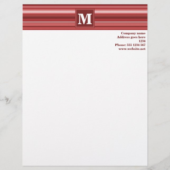 Monogram red stripes letterhead (Front)