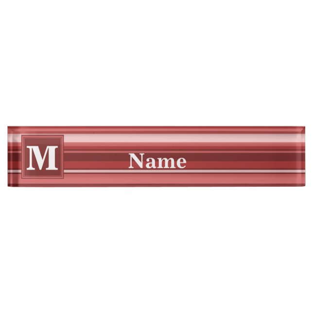 Monogram red stripes name plate (Front)