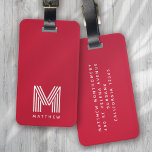 Monogram Red Stylish Modern Minimalist Luggage Tag<br><div class="desc">A bold monogram design</div>