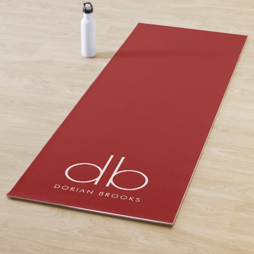Monogram Red Stylish Modern Minimalist Yoga Yoga Mat