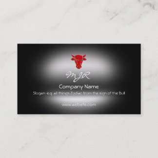 Monogram, Red Taurus Bull Head, metallic-effect Business Card