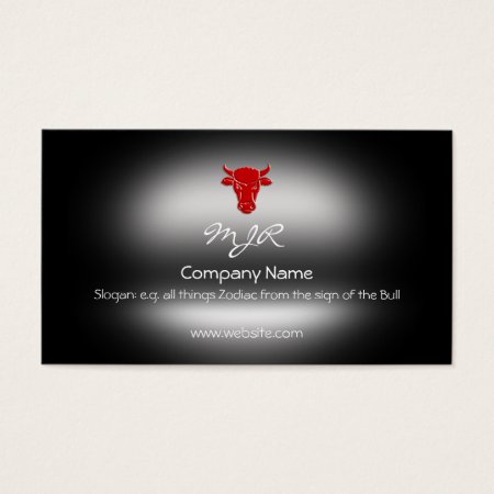 Monogram, Red Taurus Bull Head, metallic-effect Business Card