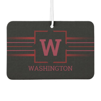 Monogram Red Text on Black Air Freshener