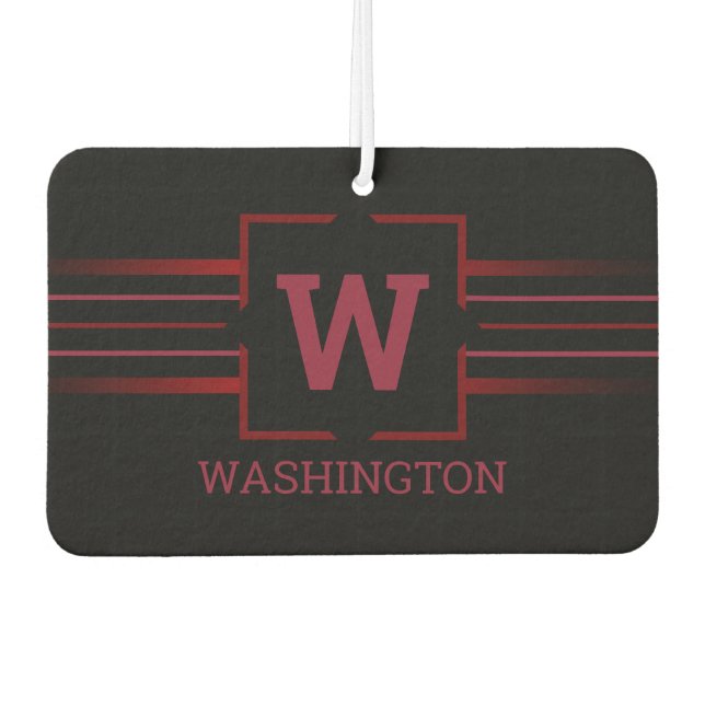 Monogram Red Text on Black Air Freshener (Front)