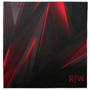 Monogram Red to the Point Abstract Design  Cloth Napkin