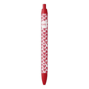 Monogram Red Valentine Heart Pattern Pen