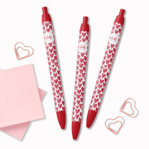 Monogram Red Valentine Heart Pattern Pen