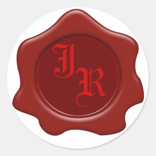 Monogram Red Wax Seal Wedding Stickers | Zazzle