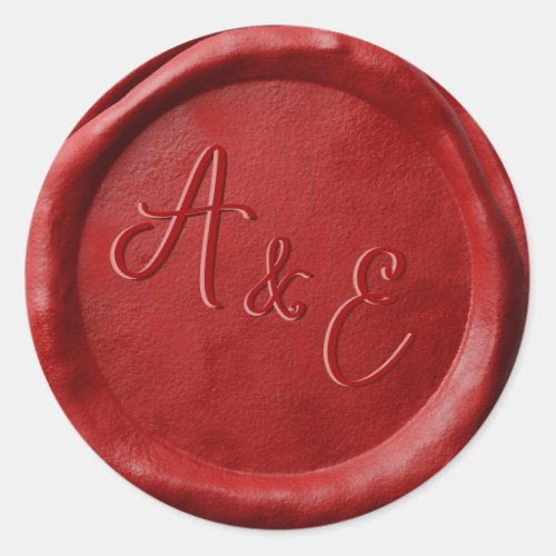 Monogram Red Wedding Wax Seal Stickers