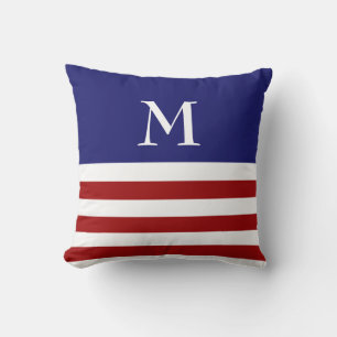 Monogram Red, White & Blue Pillow