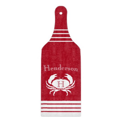 Monogram  Red White Crab Nautical Cutting Board
