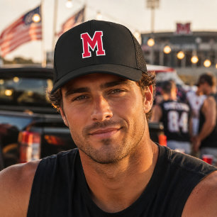 Monogram Red White Outline Black Varsity Team