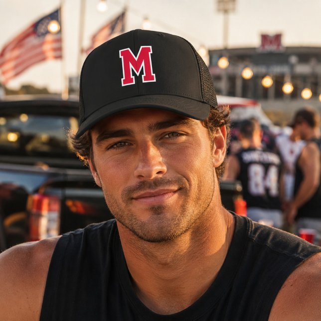 Monogram Red White Outline Black Varsity Team (Creator Uploaded)