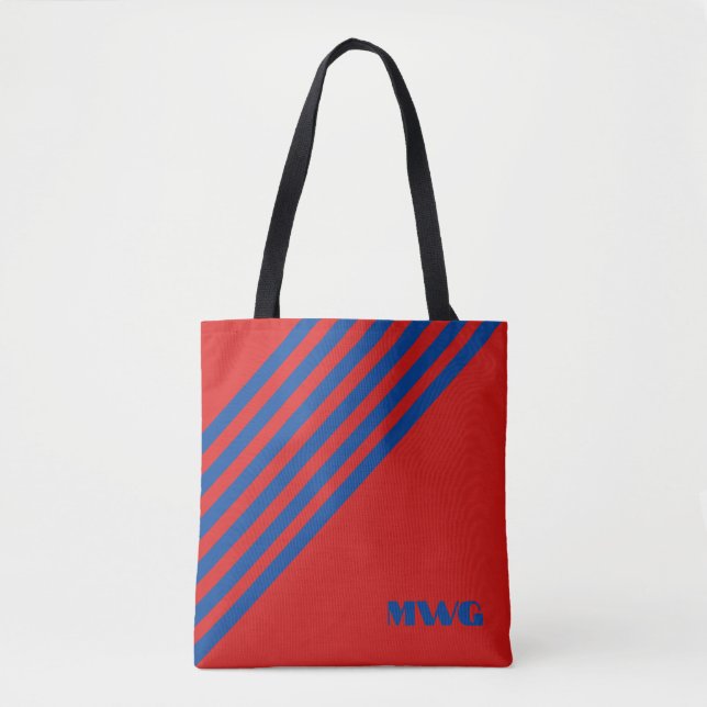 Monogram Red White Tote Bag (Front)
