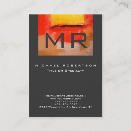 Monogram Red Yellow Gray Abstract Business Card